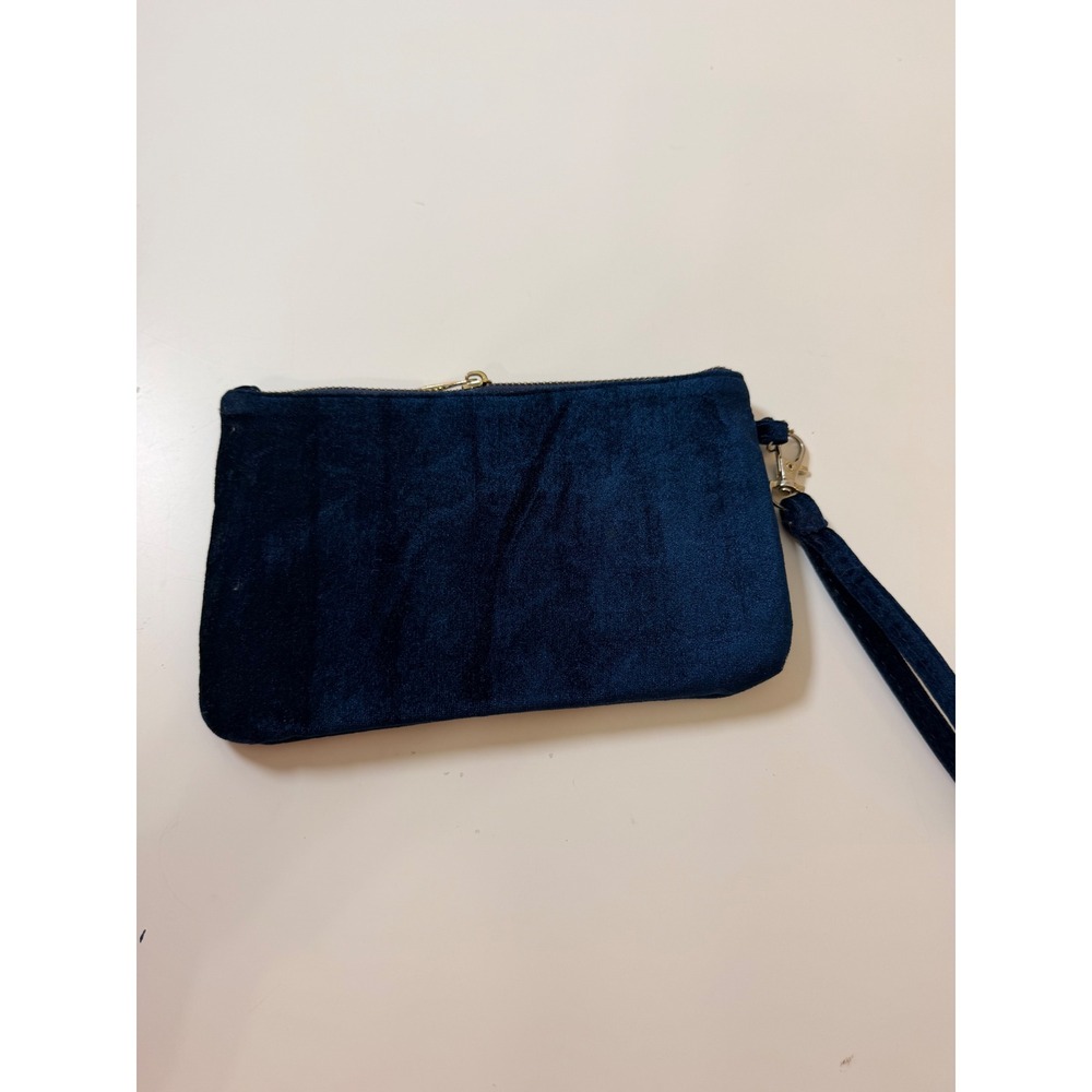Adrienne Vittadini Wristlet Women OS Navy Blue Excellent Velvet Floral Lining - Picture 4 of 7